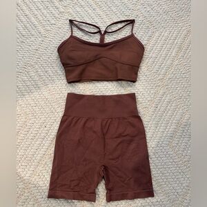L*Space Chocolate Brown Sports Bra Set